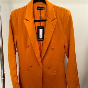 Beautiful pumpkin colored longline double breasted blazer
